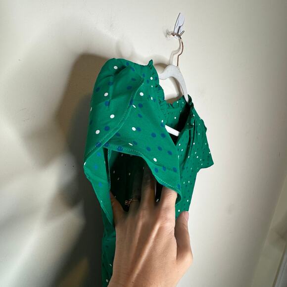 41 Hawthorn Tiffiny Tulip Sleeve Blouse V-Neck Green Polka Dot NWOT XS Petite - Picture 4 of 8